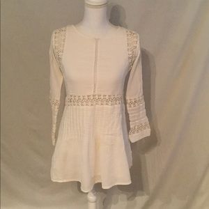 White Long Sleeve Cotton Dress